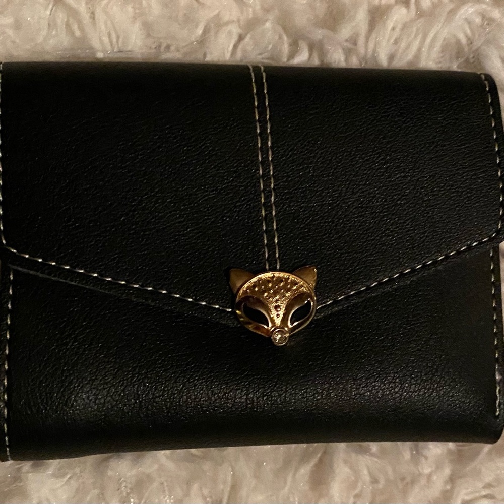 Women’s Fox Detail Snap Vegan Leather Wallet